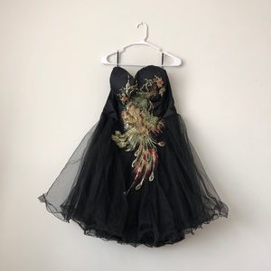 NWT Chi chi London black tulle embroidered dress